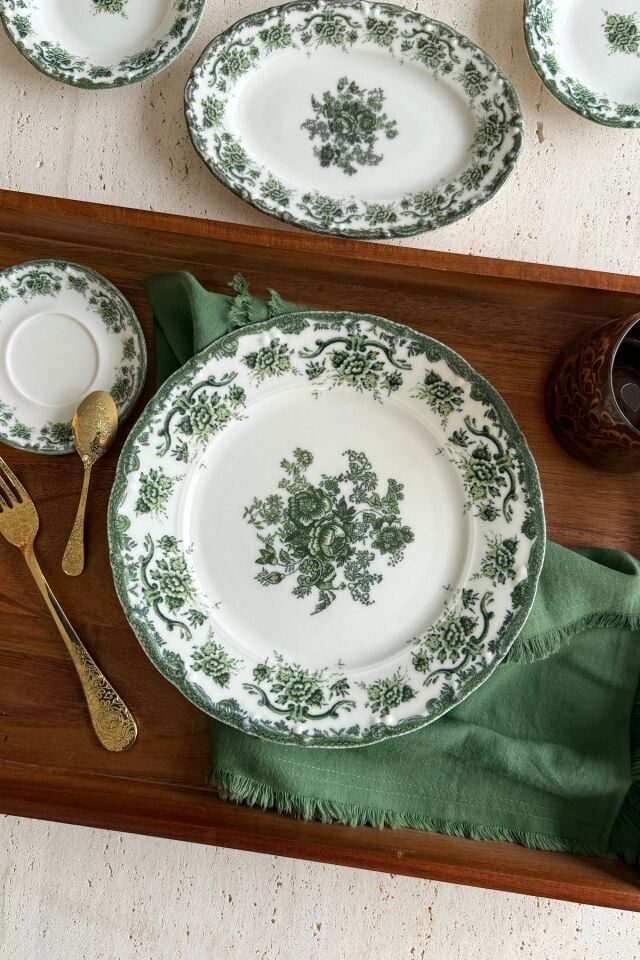Antique green 19 Parça 6 Kişilik Porselen Kahvaltı Takımı