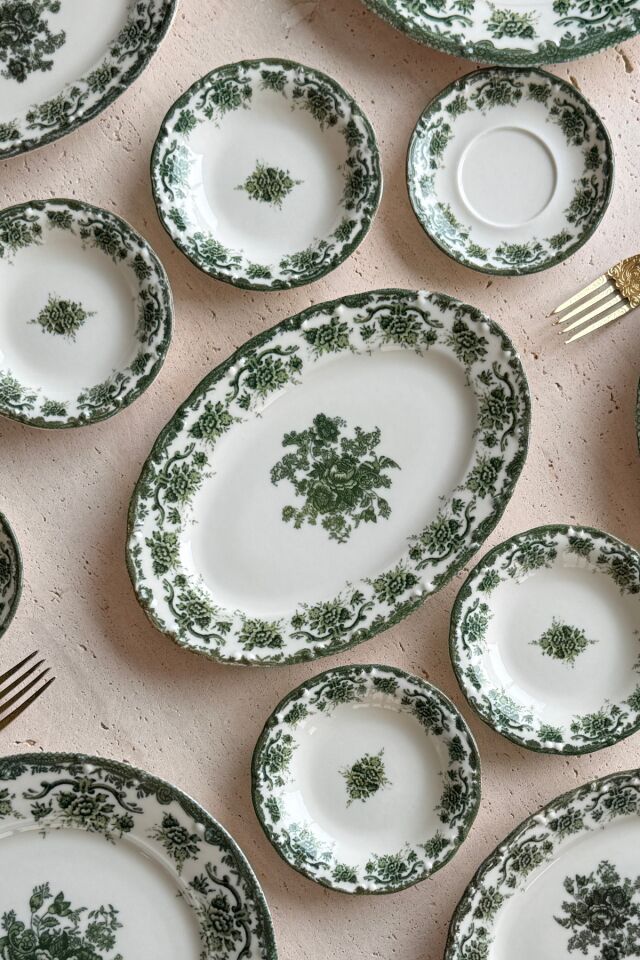 Antique green 19 Parça 6 Kişilik Porselen Kahvaltı Takımı