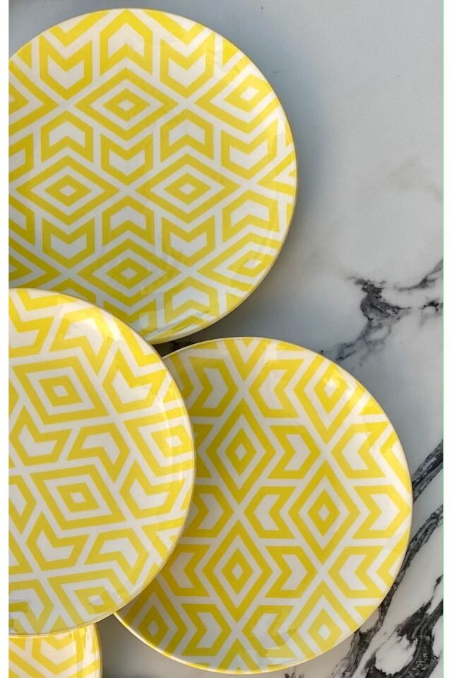 Yellow Marrakech 6 Kişilik Porselen Pasta Takımı sarı
