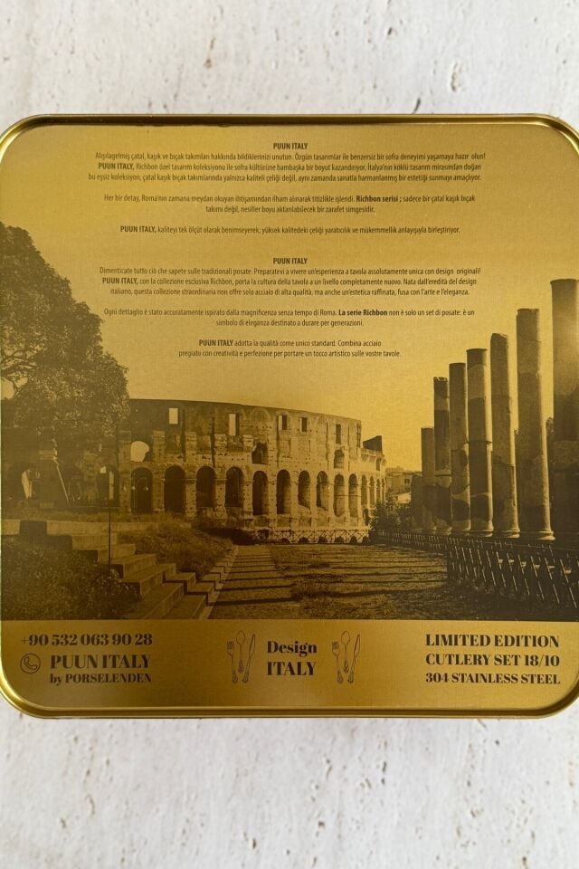 Antique 6 Kişilik 36 Parça 18/10 Paslanmaz Çelik Çatal Kaşık Bıçak Takımı (Gold)