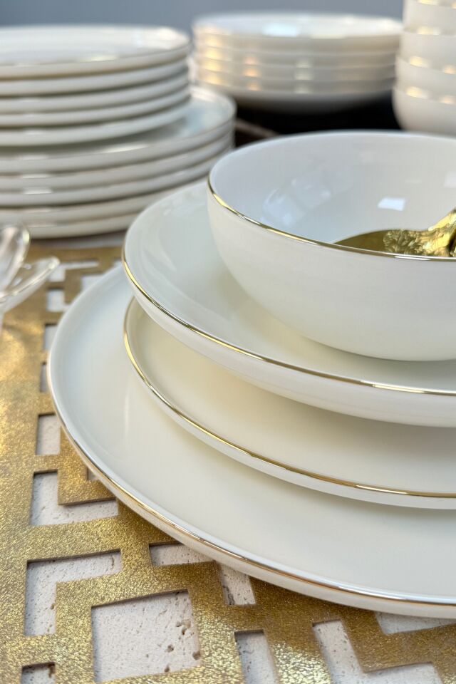Elegance Maria Gold Porselen 24 Parça 6 Kişilik Yemek Takımı (ALTIN DETAY)