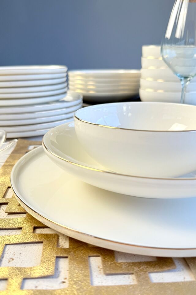 Elegance Maria Gold Porselen 24 Parça 6 Kişilik Yemek Takımı (ALTIN DETAY)