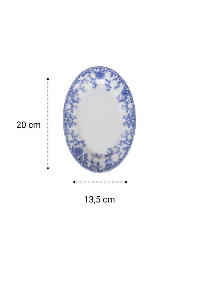 Blue Dream 2'li 20 Cm Küçük Boy Porselen Mavi Klasik Kahvaltılık Kayık Tabak Servis Seti (2 ADET)