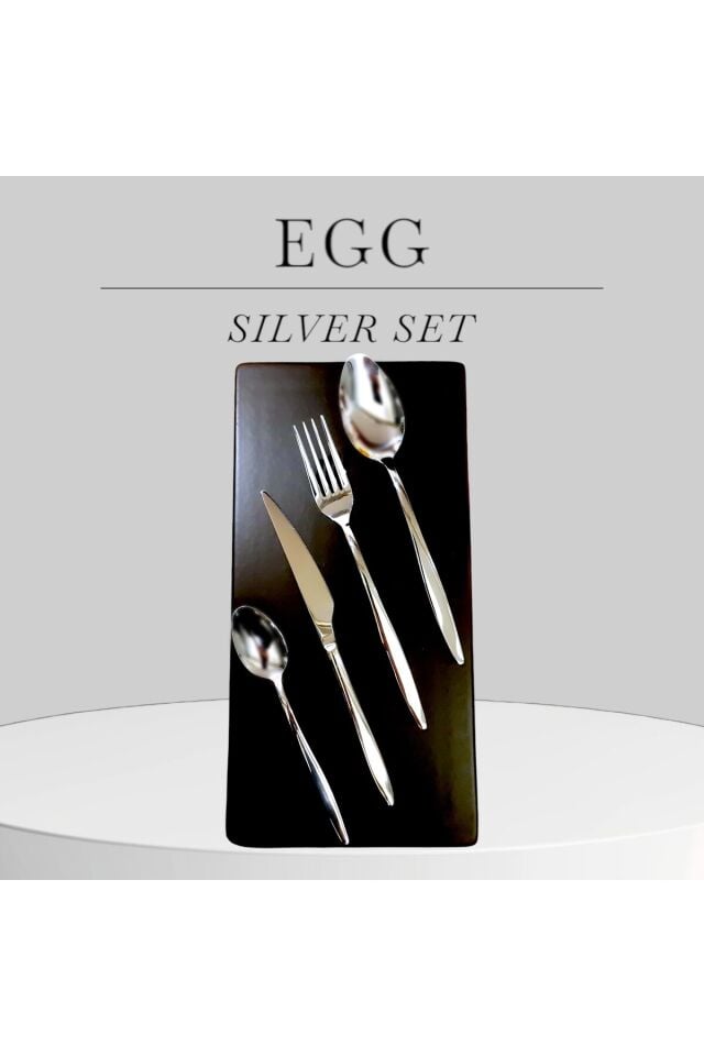 Egg Silver Özel Tasarım Kutulu 24 parça paslanmaz Çatal Kaşık Bıçak seti