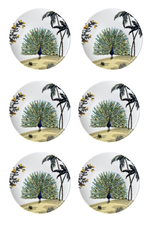 Tavus 6 Parça 6 kişilik Premium Porselen 19 cm pasta tabağı takımı