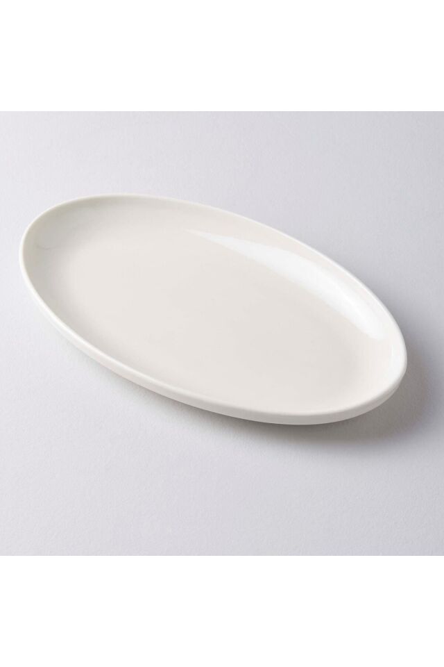 Modern 2li Krem 30 Cm Büyük Boy Kayık Günlük Sunum Tabağı Servis Seti Renkli