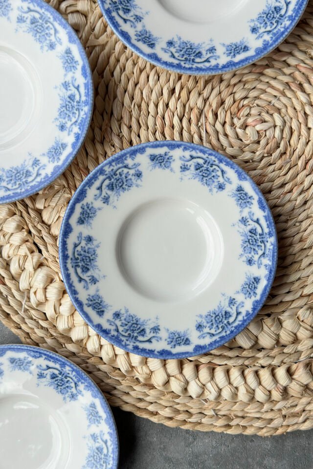 Antique baby blue 6 kişilik 11 cm 6’lı Premium Porselen Çay Tabağı Takımı 4026
