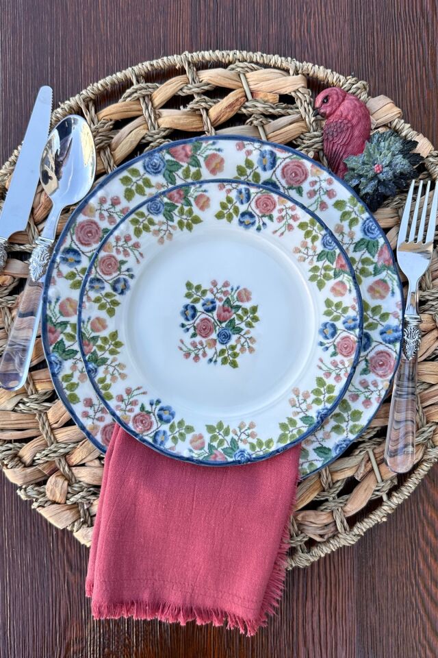 Elegance Rosalinda 24 Parça 6 Kişilik Premium Porselen Yemek Takımı Pembe Bahar Çiçek Desenli