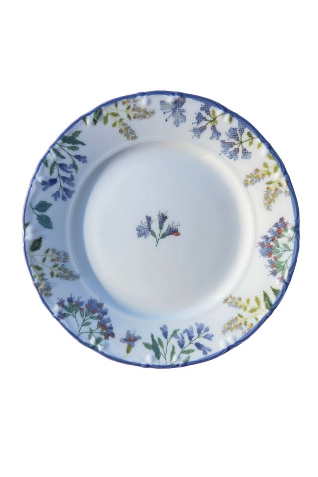 Kanaviçe Lilac 6 Kişilik 25 cm Özel Tasarım Premium Porselen Servis Tabağı Takımı