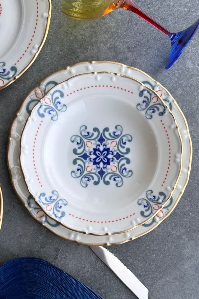 Elizabeth 12 Parça 4 Kişilik Premium Porselen Yemek Takımı Mat Altın Yaldızlı