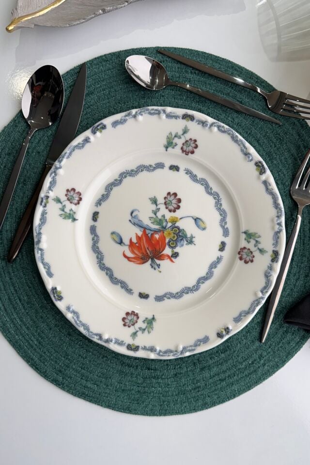 Old Town 12 Parça 4 Kişilik Premium Porselen Yemek Takımı Çiçek Desenli
