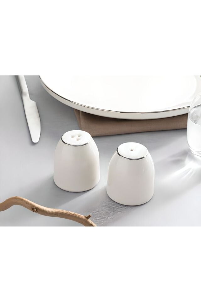 Modern Gümüş Silver Porselen Tuzluk-biberlik takımı 5,5x5 Cm