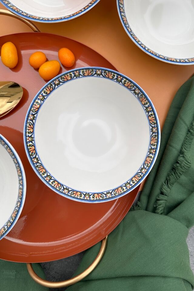 Verde 6 kişilik 14 cm Özel Tasarım Porselen Kase Sunum Takımı