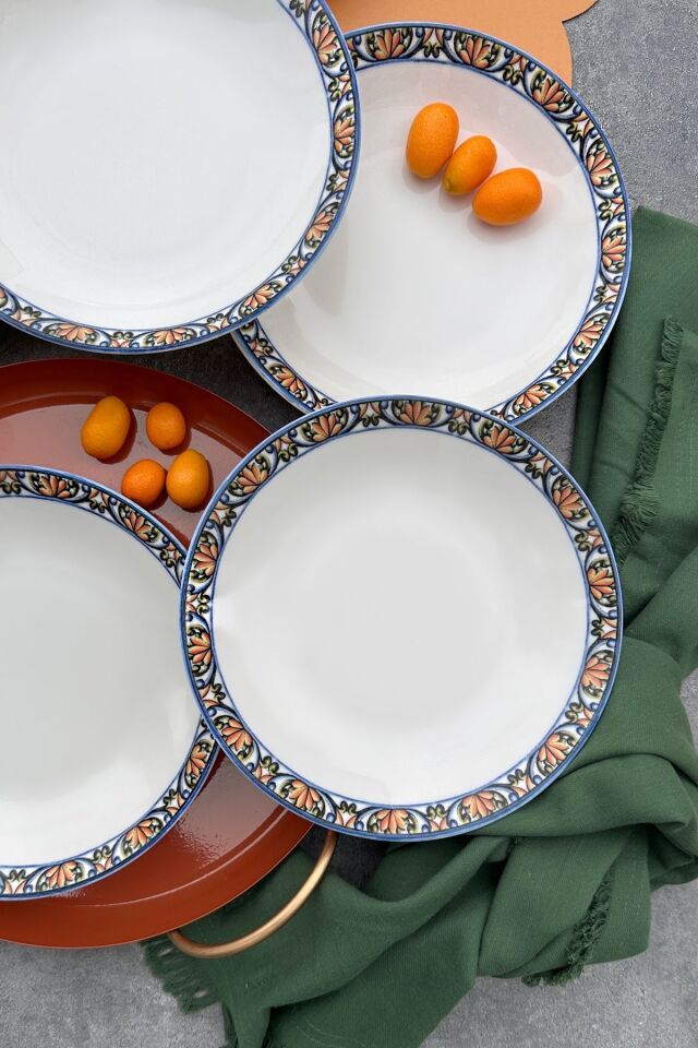 Verde 6 kişilik 20 cm Özel Tasarım Porselen Çukur Yemek Tabağı Takımı