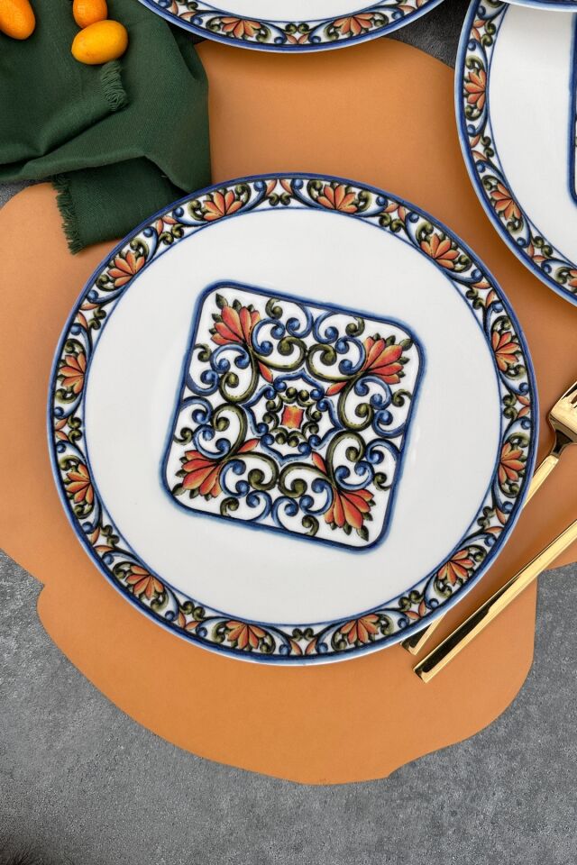 Verde 6 kişilik 25 cm Özel Tasarım Porselen Servis Sunum Tabağı Takımı