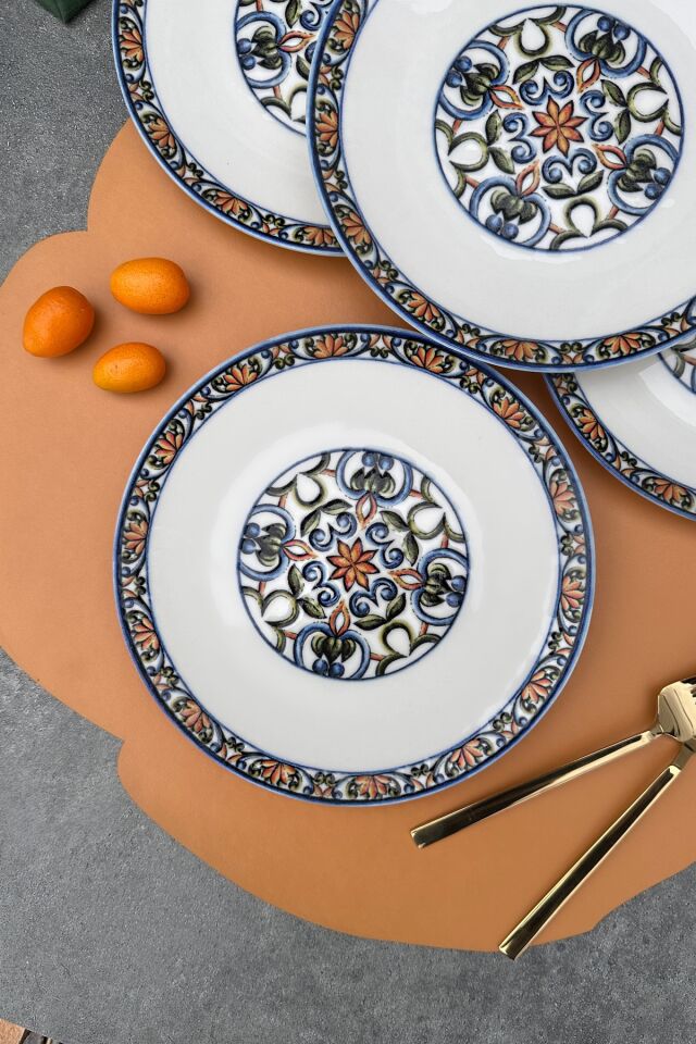 Verde 6 kişilik 19 cm Özel Tasarım Porselen Pasta Takımı Kahvaltılık Sunum Tabağı
