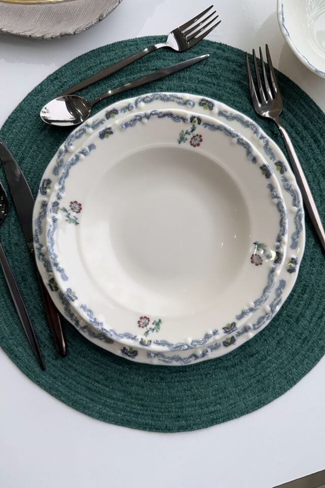Old Town Premium Porselen 24 Parça 6 kişilik Günlük Vintage Çiçek Desenli Yemek Takımı