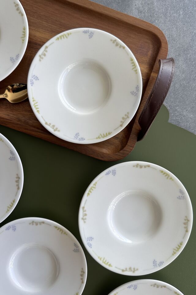 Lily 6 Kişilik 6 Parça Soft Çiçek Desenli Günlük Çay Tabağı Takımı