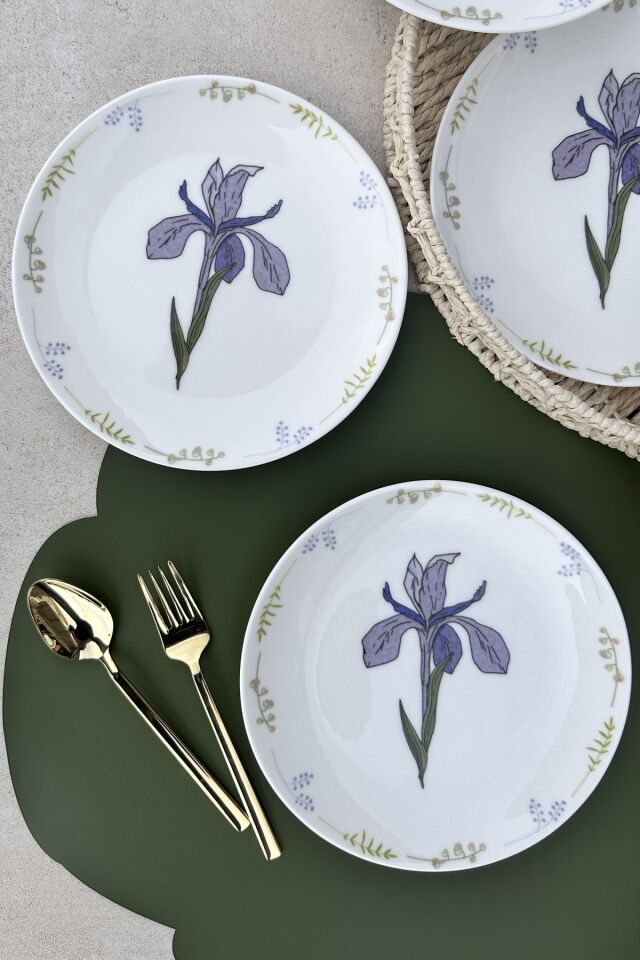 Lily 6 Kişilik 6 Parça 19 Cm Çiçek Desenli Günlük Pasta Tabak Takımı