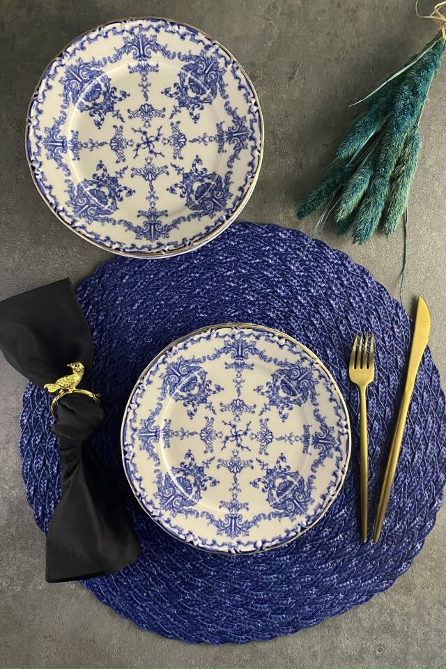 Royal Queen Mat Altın Yaldızlı 6 Kişilik 19 Cm Porselen Retro Pasta Tabağı Servis Seti