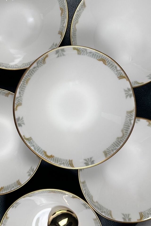 Elysia Mat Gold Modern Yaldızlı 16 Cm 6 Lı Porselen Çorba Kasesi