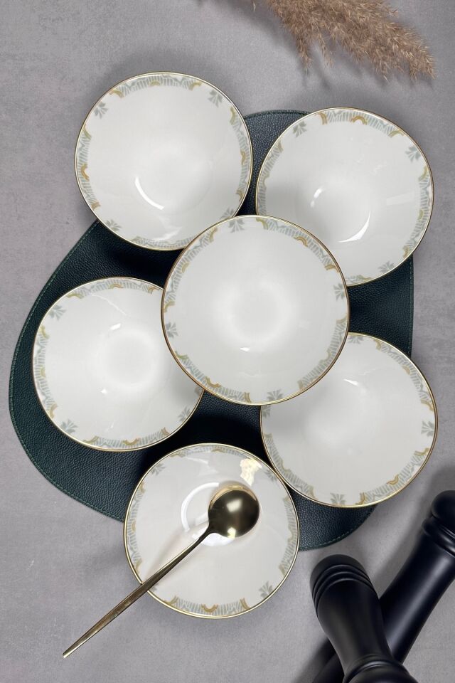 Elysia Mat Gold Modern Yaldızlı 16 Cm 6 Lı Porselen Çorba Kasesi