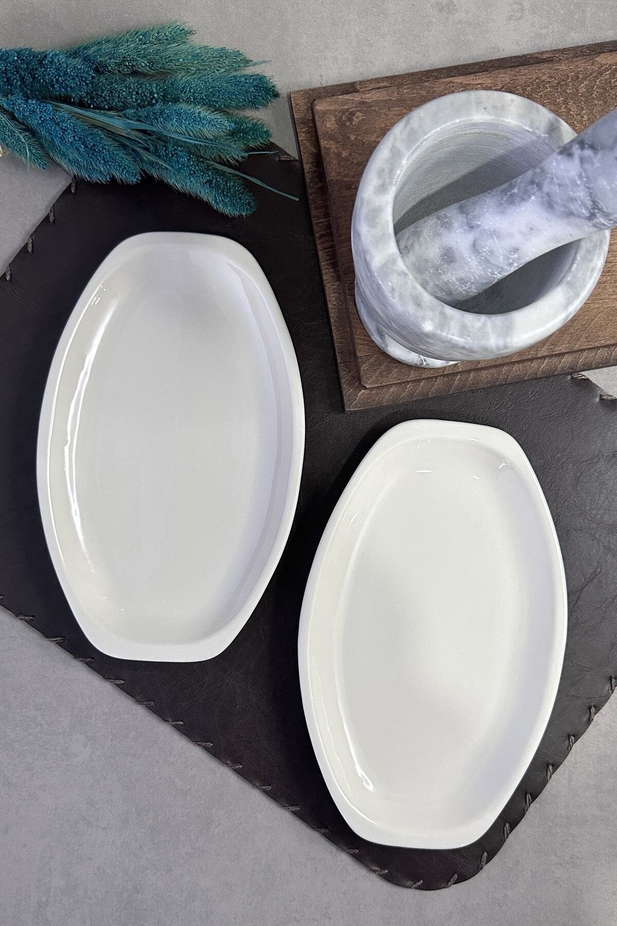 Calvin 2'li 22 Cm Krem Porselen Kayık Tabağı Sunum Servis Seti