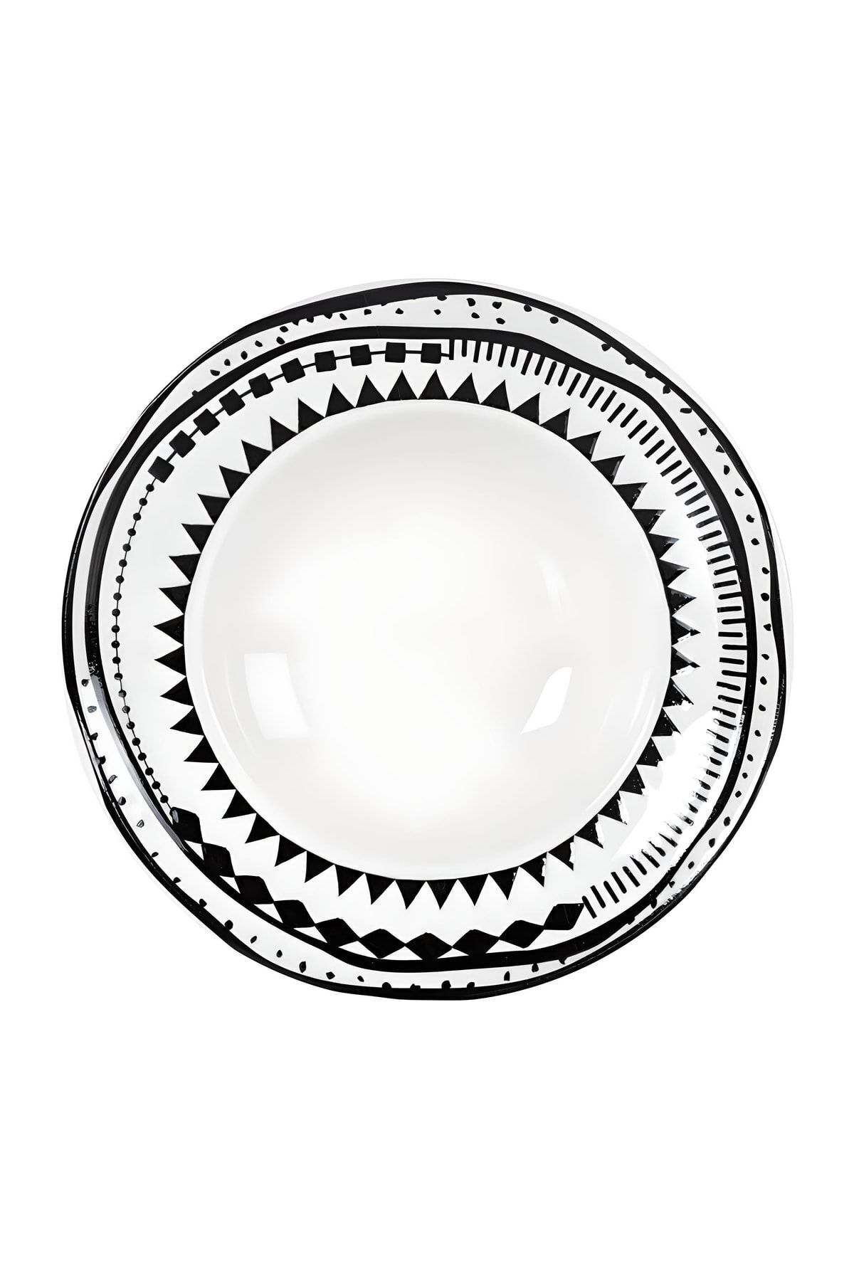 Black Chic 2'li 28 Cm Siyah Desenli Porselen Makarna Tabağı Takımı