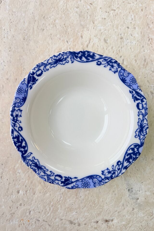 Carbon Blue 6 kişilik 16 cm Özel Tasarım Premium Porselen Çorba Kasesi Takımı Mavi Tablo Desenli