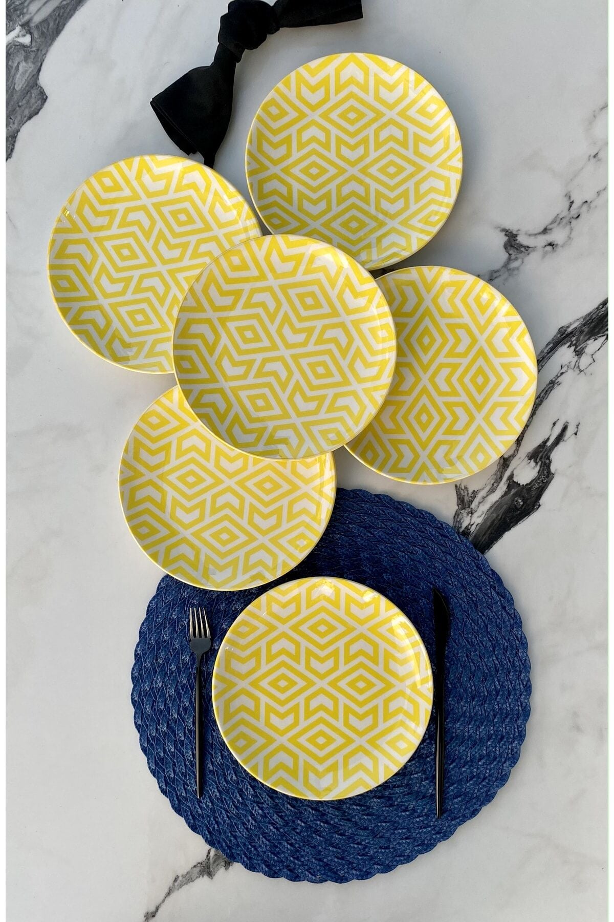 Yellow Marrakech 6 Kişilik Porselen Pasta Takımı