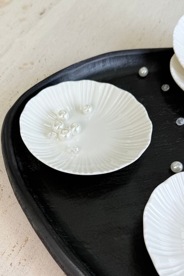 Aura Krem 4'lü 12 cm Krem Porselen Reçellik / Lokumluk Kase 4 parça