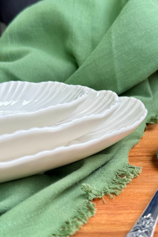 Aura Krem 2li 30 Cm Premium Porselen Büyük Boy Kayık Sunumluk Servis Seti