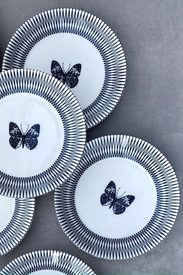 Butterfly 6 Kişilik Porselen Pasta Takımı
