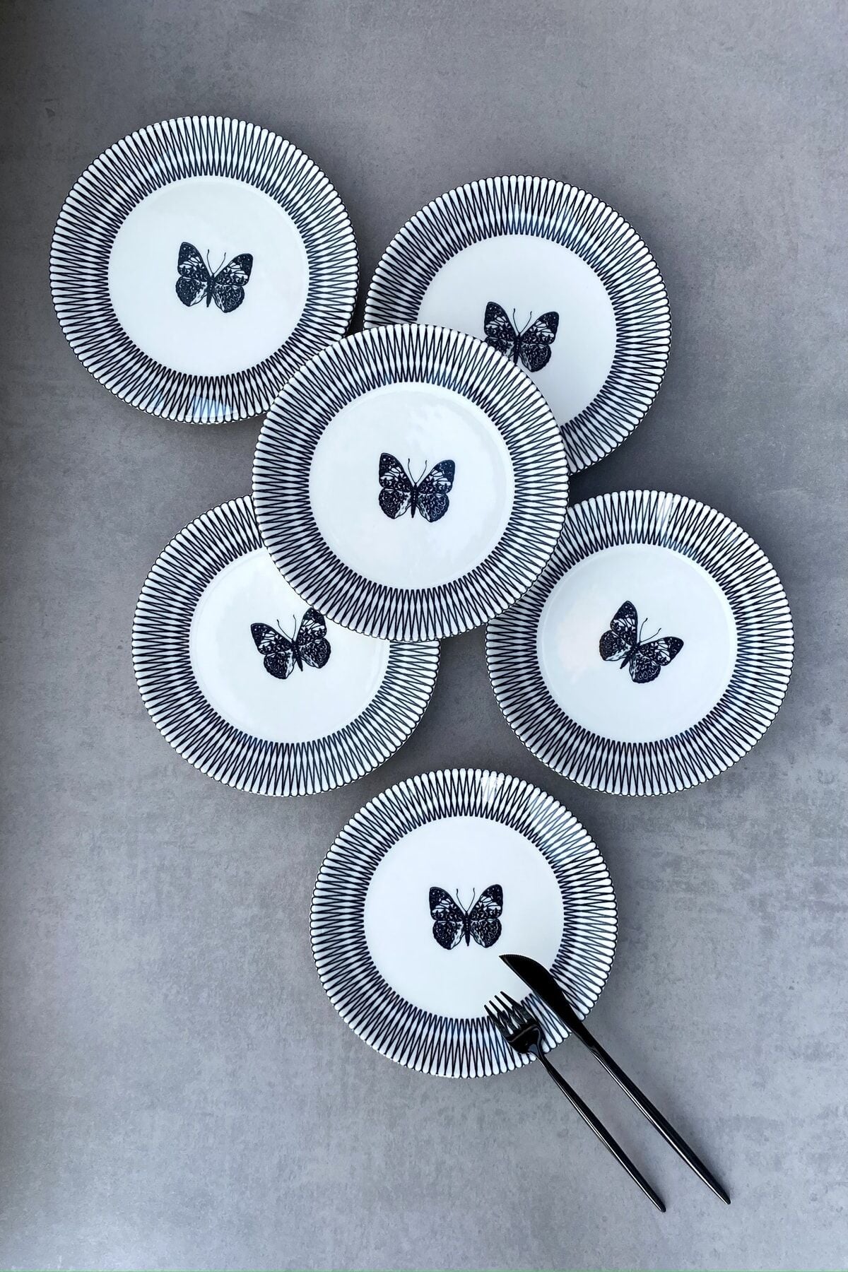 Butterfly 6 Kişilik Porselen Pasta Takımı