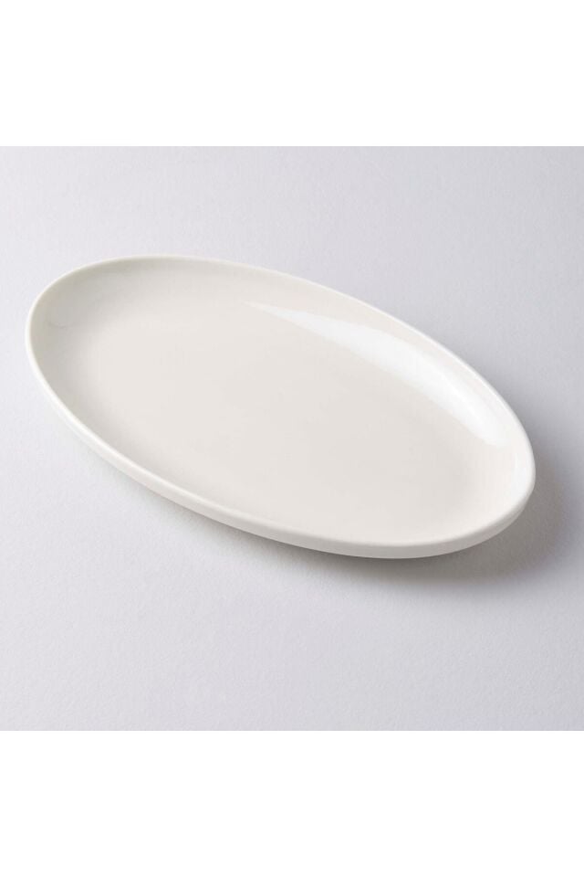 Modern 2li Krem 30 Cm Büyük Boy Kayık Günlük Sunum Tabağı Servis Seti