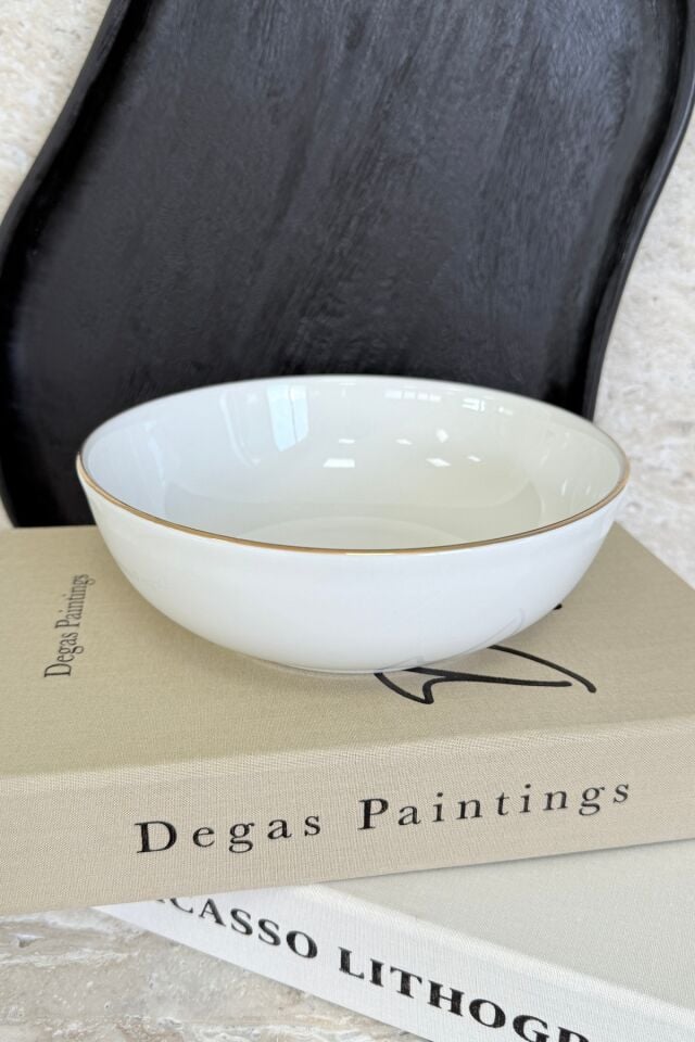 Modern Gold 19 Cm 2'li Derin Premium Porselen Salata Kasesi Sunum Seti