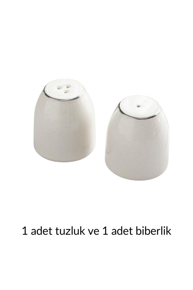 Modern Gümüş Porselen Tuzluk-biberlik takımı 5,5x5 Cm Krem