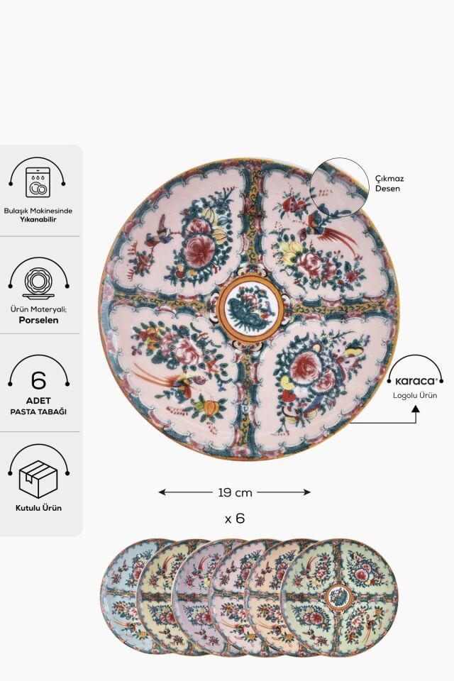 Harmonia 6 Parça Porselen Pasta Tabağı