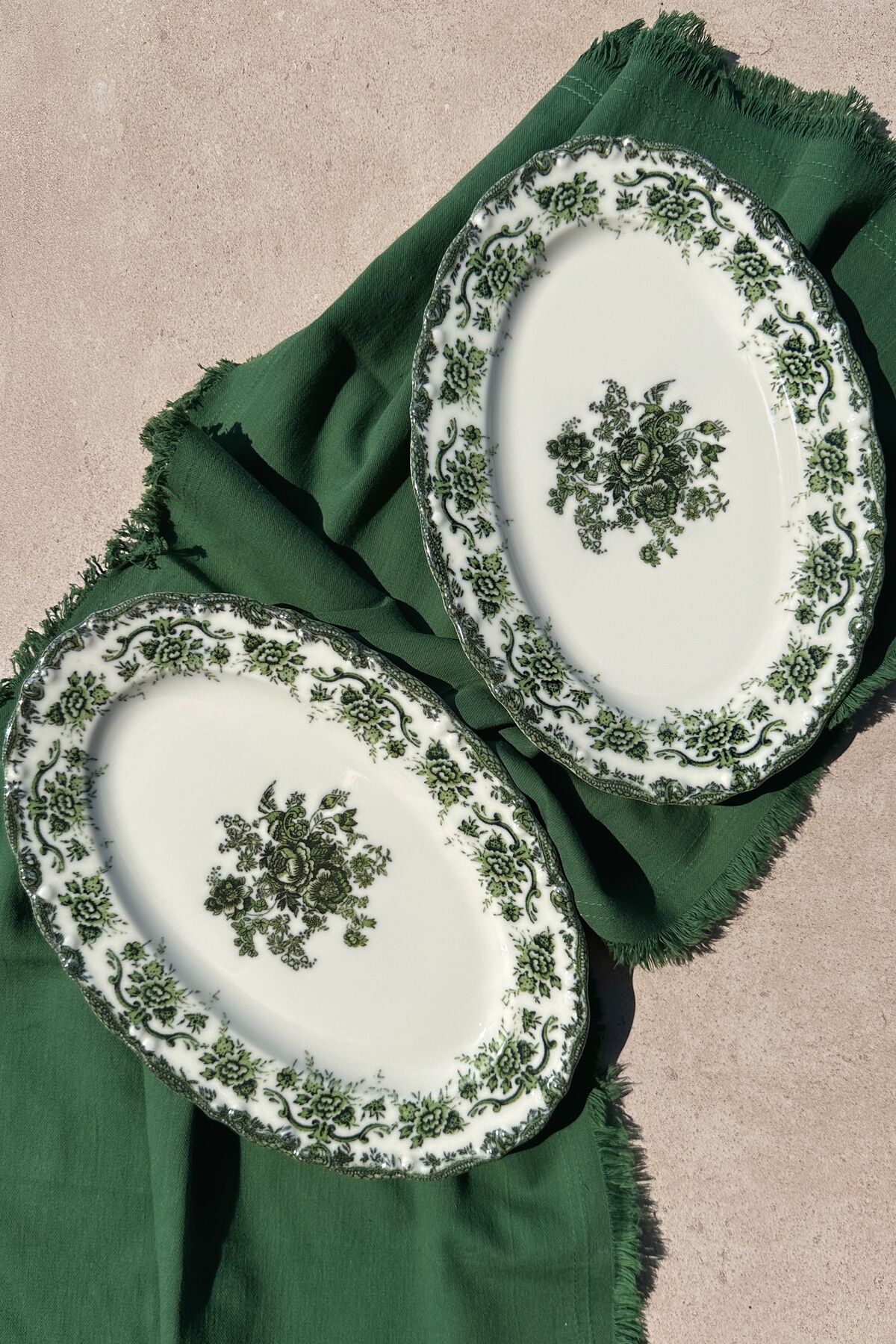 Antique Green 2li 30 Cm Premium Porselen Büyük Boy Kayık Sunum Servis Seti