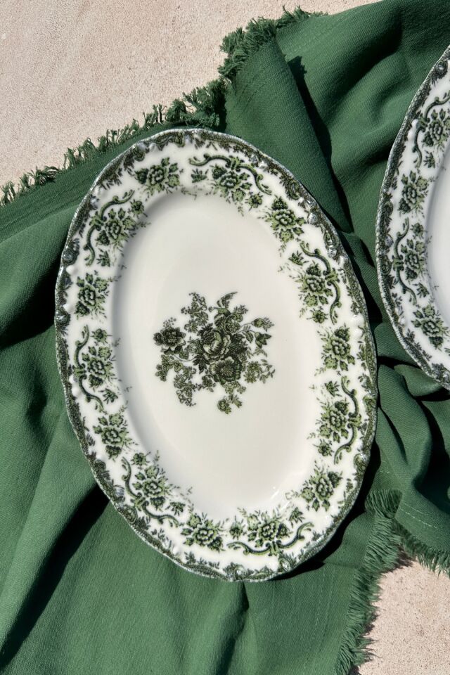 Antique Green 2li 25 Cm Premium Porselen Orta Boy Kayık Sunum Servis Seti