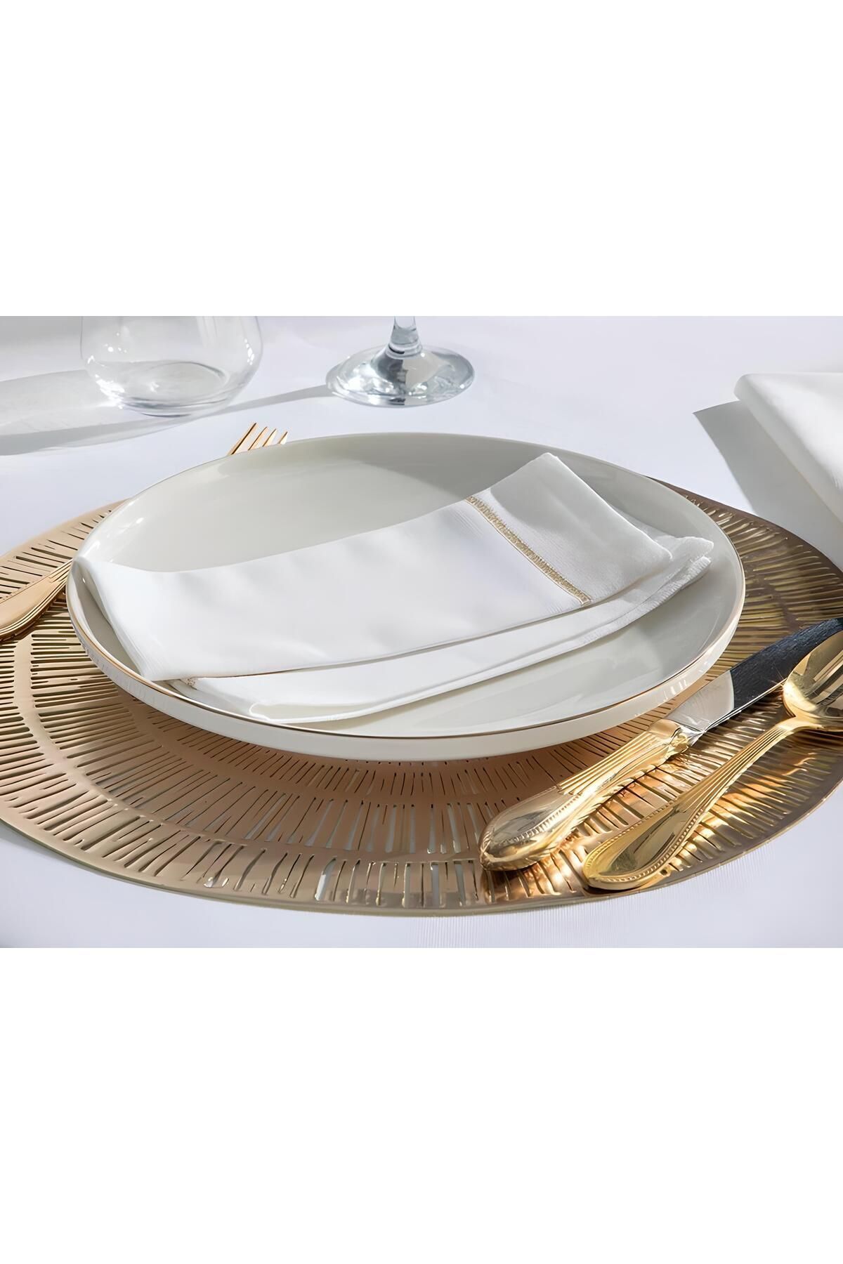 Modern Gold Krem 4 Kişilik 27 Cm Porselen Servis Tabağı Takımı