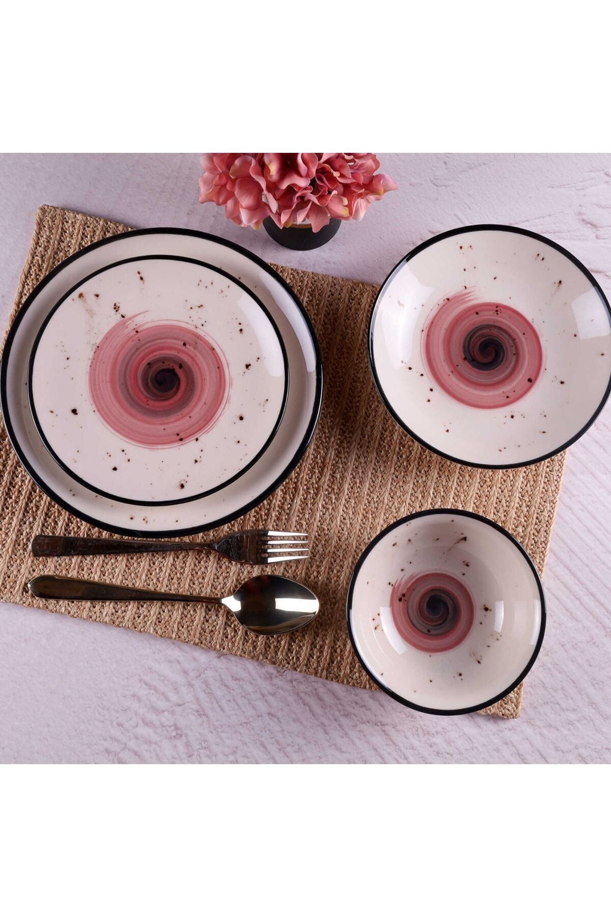 Galaxy Mürdüm Siyah Özel Tasarım 6 Kişilik 24 Parça Günlük Modern Yemek Takımı