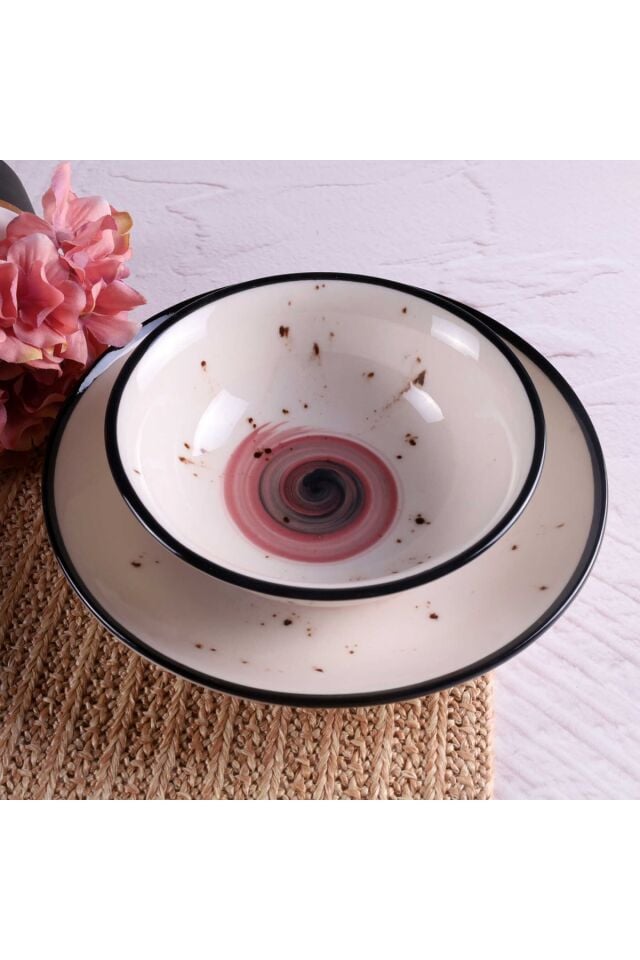 Galaxy Mürdüm Siyah Özel Tasarım 6 Kişilik 24 Parça Günlük Modern Yemek Takımı