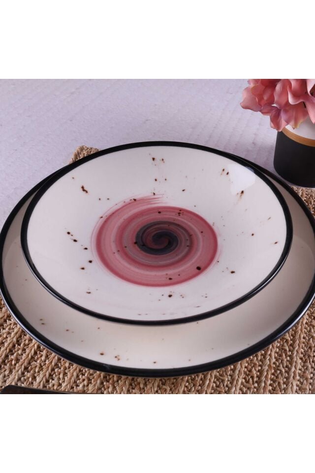 Galaxy Mürdüm Siyah Özel Tasarım 6 Kişilik 24 Parça Günlük Modern Yemek Takımı