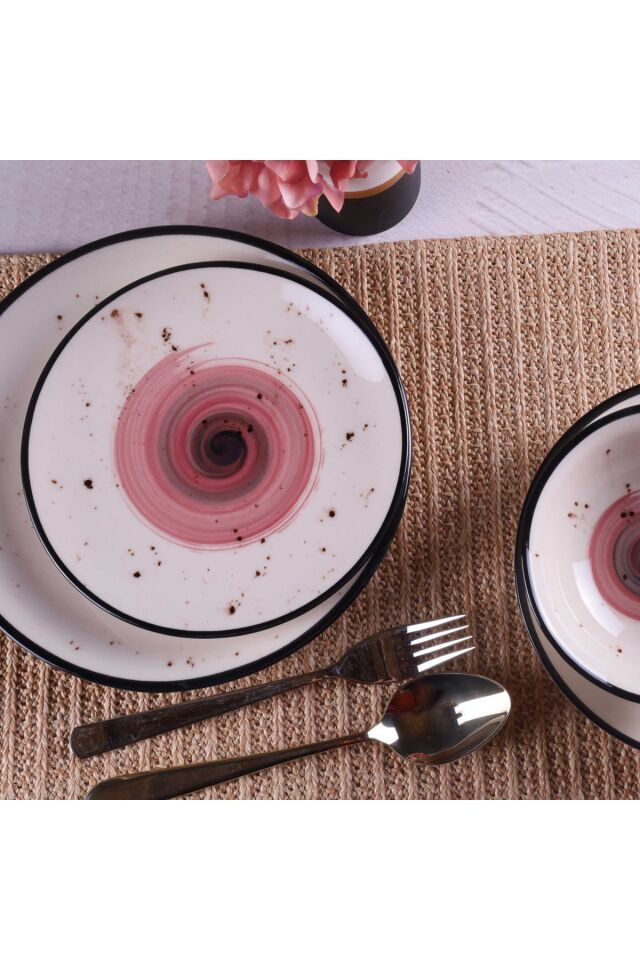 Galaxy Mürdüm Siyah Özel Tasarım 6 Kişilik 24 Parça Günlük Modern Yemek Takımı