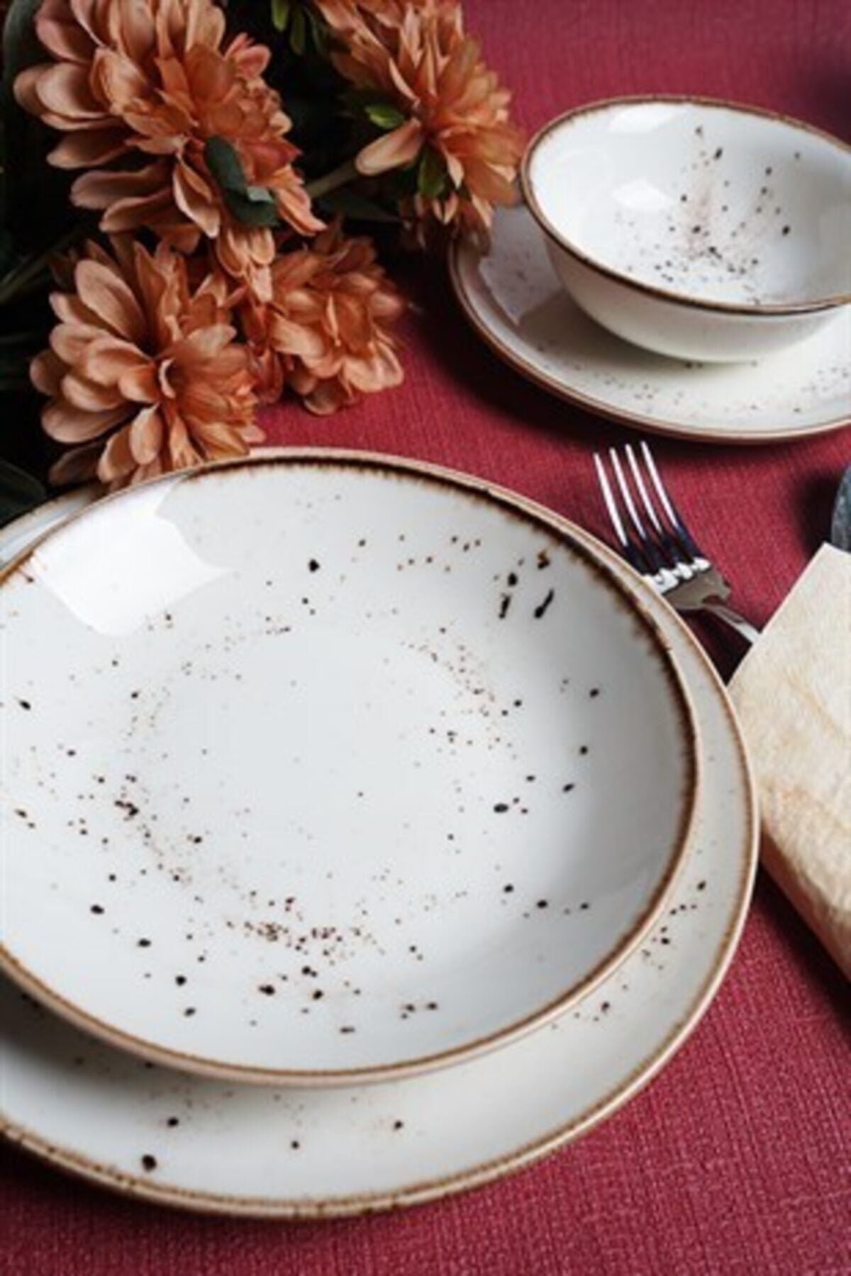 Stanbul Collection 6 Adet 19 Cm Reaktif 46 Krem Porselen Pasta Tabağı Takımı