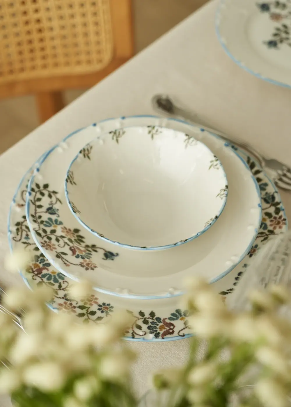 Kanaviçe Vintage 24 Parça 6 Kişilik Porselen Yemek Takımı