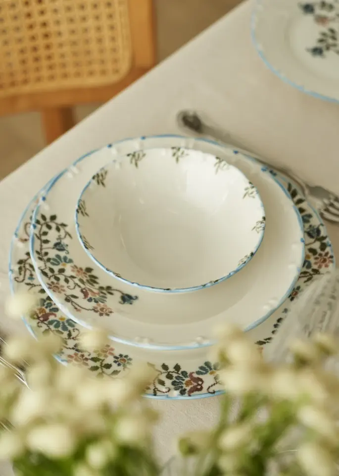 Kanaviçe Vintage 24 Parça 6 Kişilik Porselen Yemek Takımı