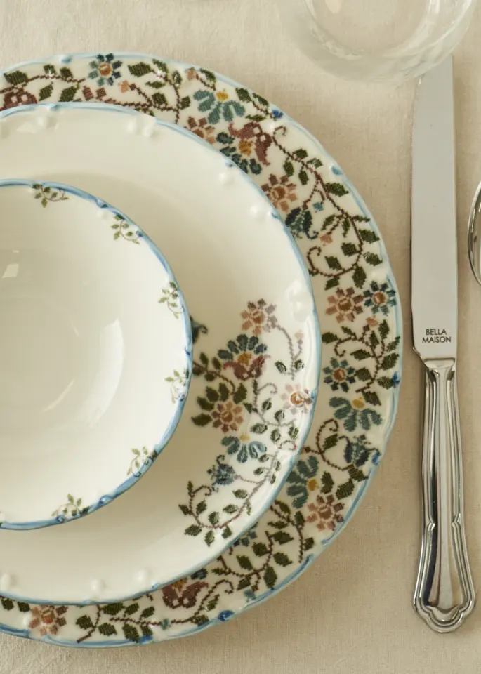 Kanaviçe Vintage 24 Parça 6 Kişilik Porselen Yemek Takımı