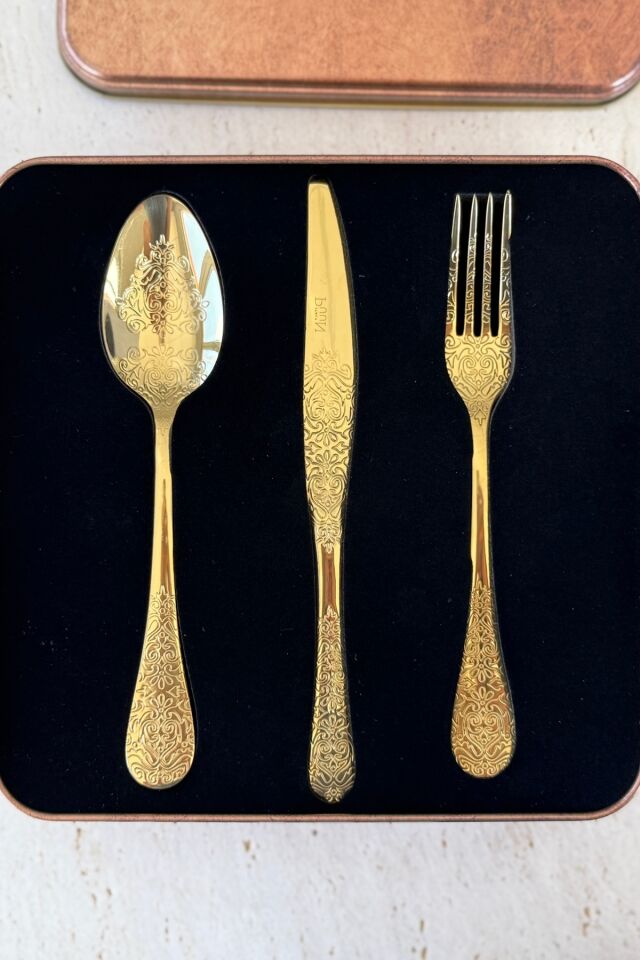 Antique 6 Kişilik 36 Parça 18/10 Paslanmaz Çelik Çatal Kaşık Bıçak Takımı (Gold) Gold